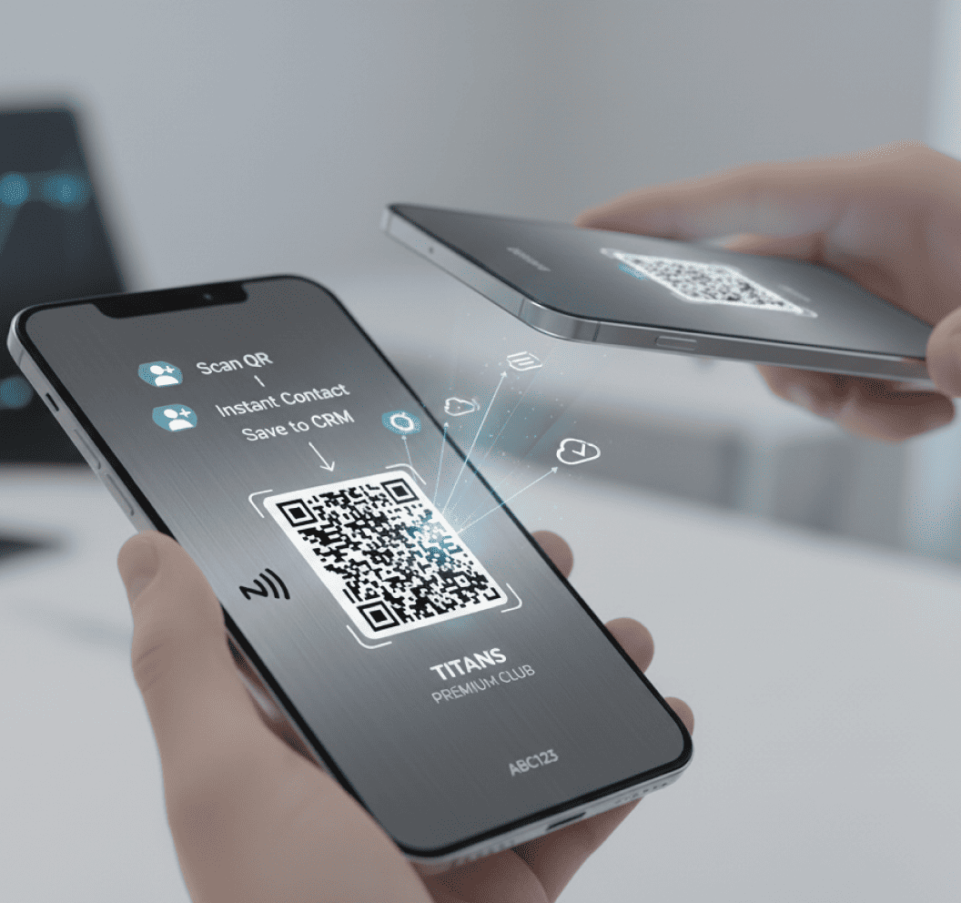 QR code exchange interface showing contact sharing